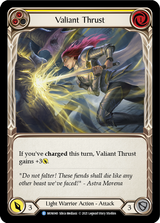 Valiant Thrust (Yellow) [MON040-RF] 1st Edition Rainbow Foil Online